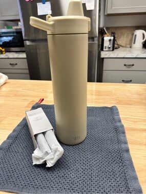 Slim Straw Stainless Steel Water Bottle — Cream Straw Tumbler